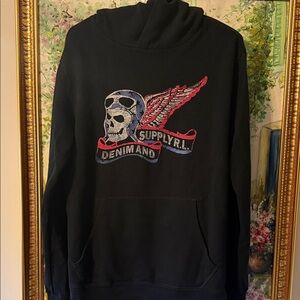 Ralph Lauren Black Graphic Hoodie - Denim & Supply Skull Wing